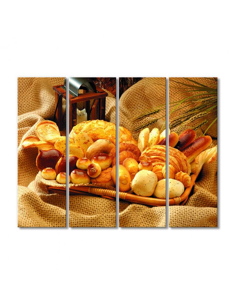 Картина модульная Пышные сдобные булочки 4 модуля 120x180 см (111534eda_i_napitki)