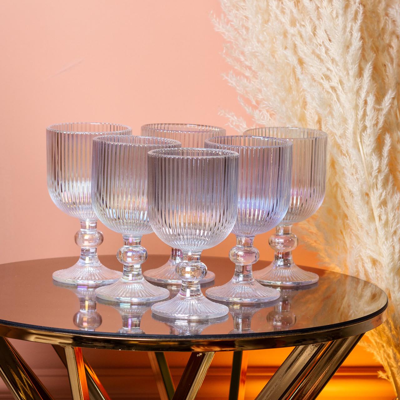 Набор бокала для вина 6 шт. по бокалу под вино 300 мл на ножке бокалы виновные HP7115RB