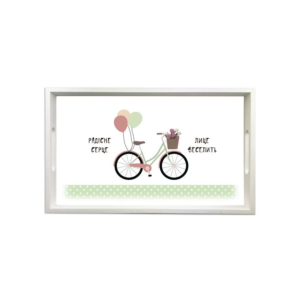 Поднос деревянный Радостное Сердце 50х30 см Белый (хрп1122бу)