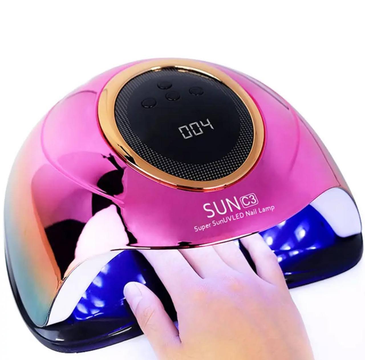 Лампа UV/LED C3x Chrom для сушки гель лака и всех видов геля 248 Вт. Зеленый с розовым