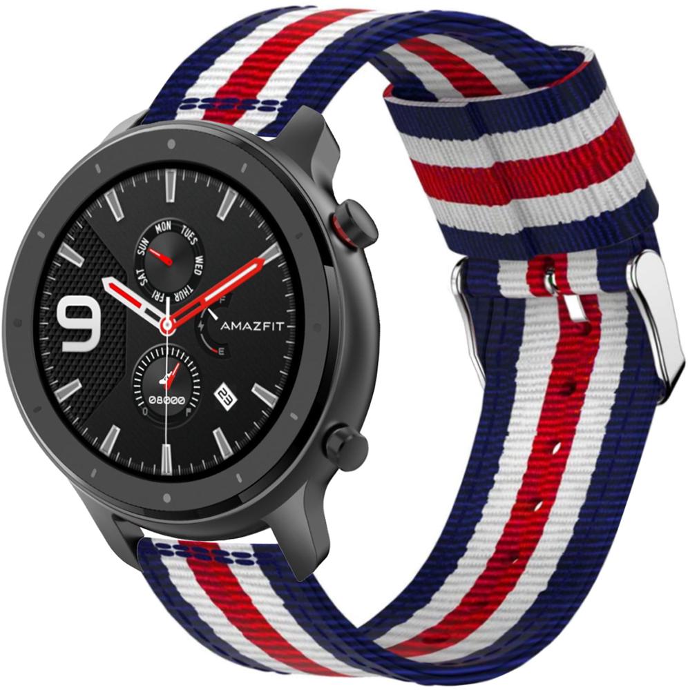 Ремешок тканевый Canvas для Amazfit GTR 47 мм Blue/White/Red (19678)