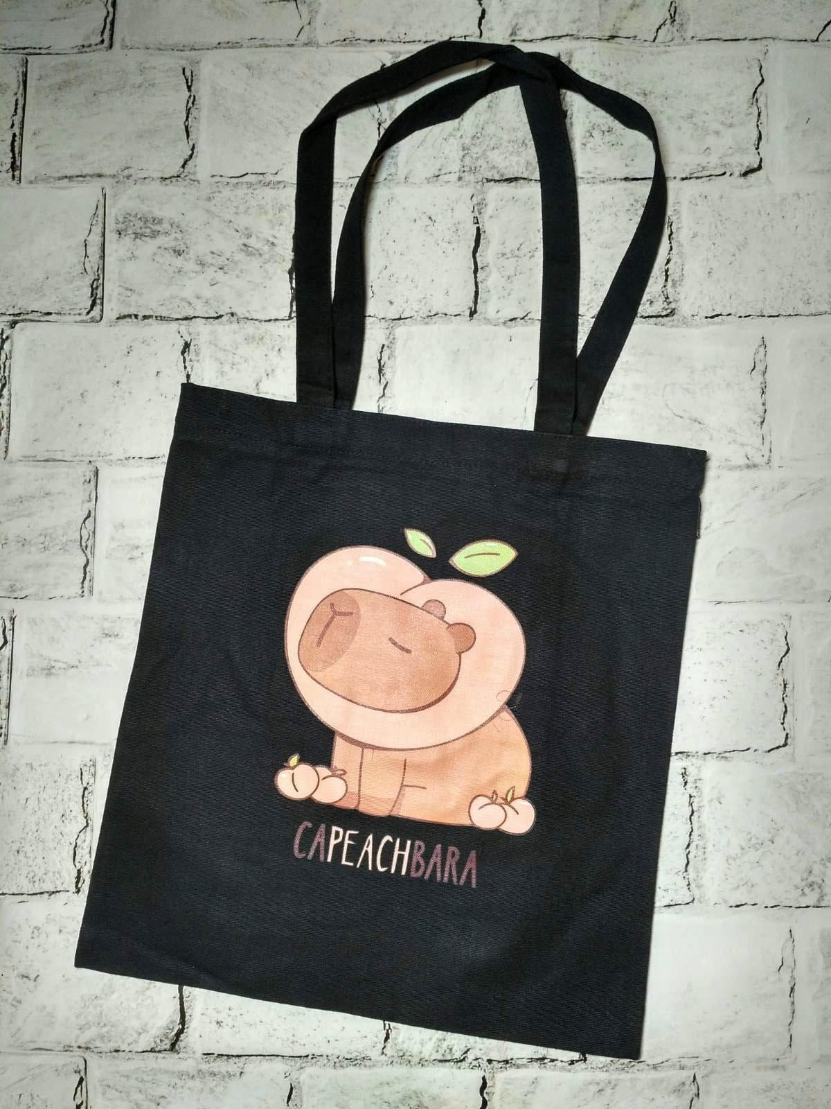 Эко-сумка шоппер на молнии Капибара 35х38 см Черный (25-135)