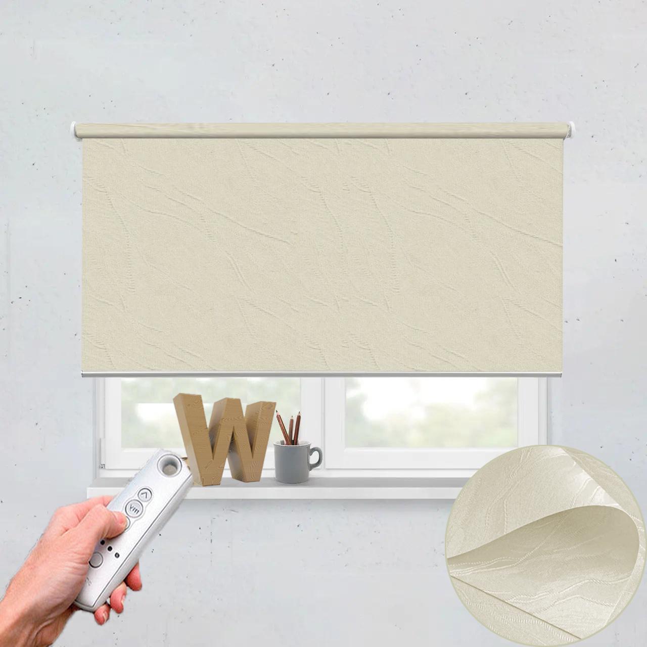 Рулонная штора автоматическая Wenster Вода 1834 102,5х400 см с электродвигателем Шампань (i194319524)