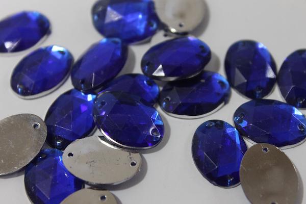 Камни пришивные Овал Большой 26х18 мм 20 шт. Синий