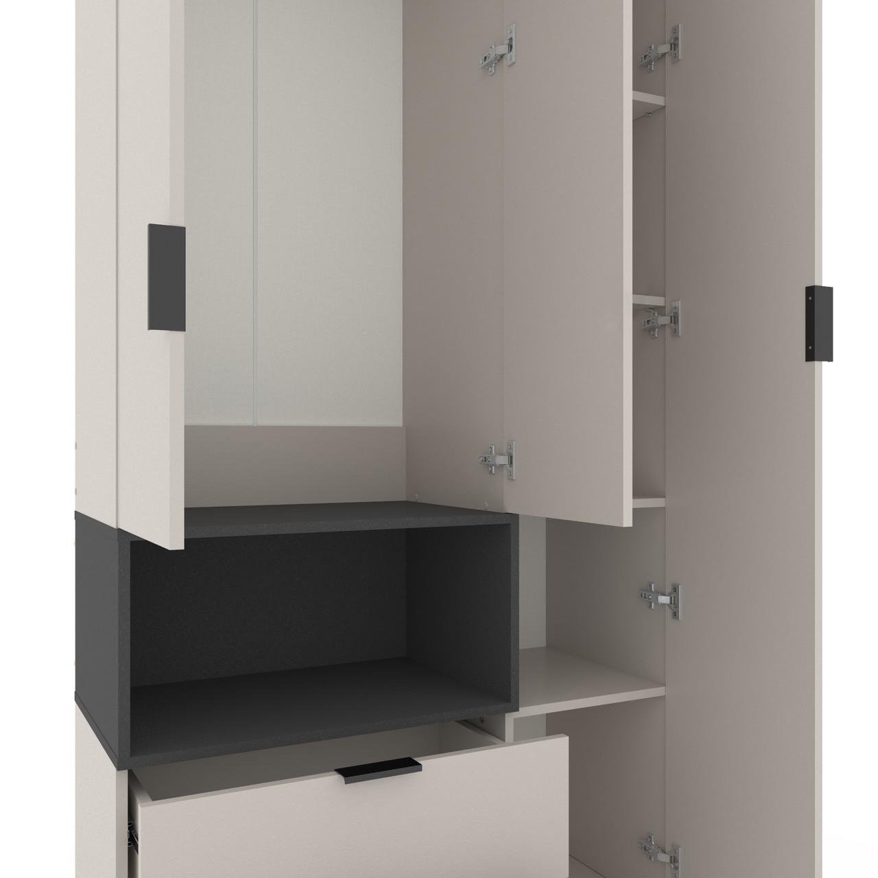 Шкаф Metkas Home A002L ЛДСП 1000x420x2300 мм Кашемир/Антрацитовый - фото 4 Шкаф Metkas Home A002L ЛДСП 1000x420x2300 мм Кашемир/Антрацитовый - фото 4