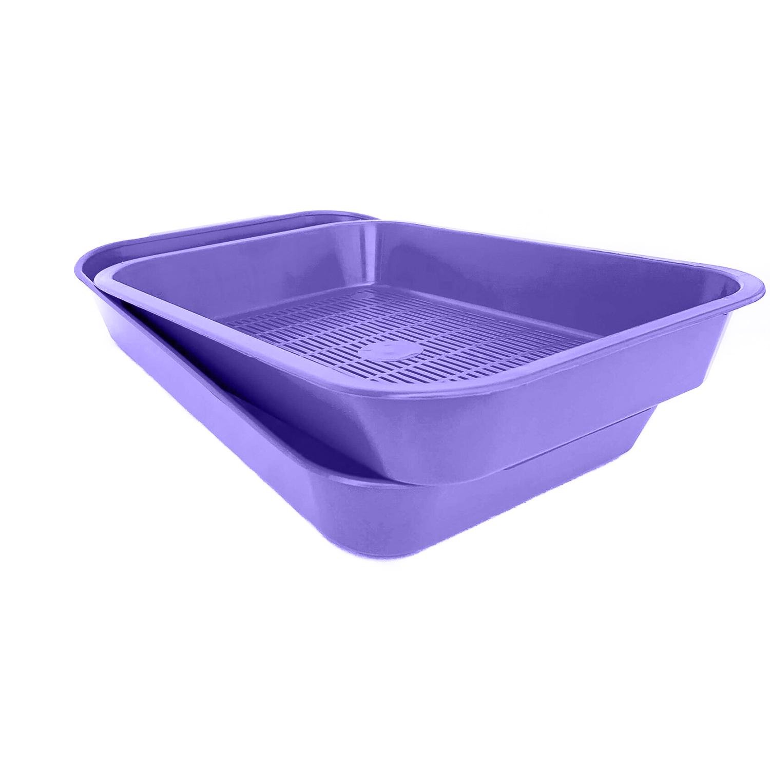 Лоток для кошек глубокий с сеткой 36,5х25х6 см Фиолетовый (86965) - фото 2 Лоток для кошек глубокий с сеткой 36,5х25х6 см Фиолетовый (86965) - фото 2
