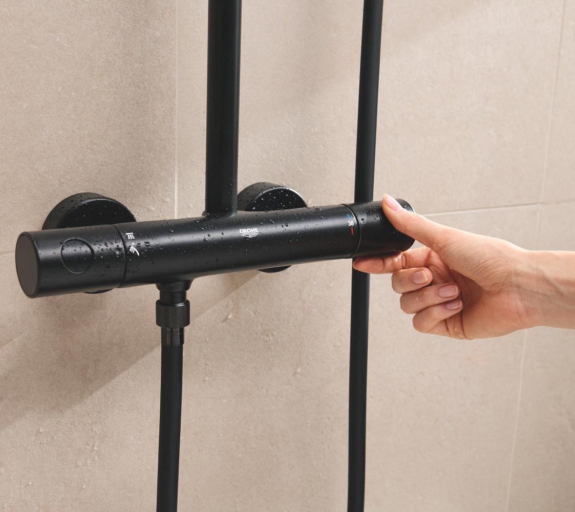 Душова система з термостатом Grohe Tempesta System 266892431 Чорний (218524) - фото 6 Душова система з термостатом Grohe Tempesta System 266892431 Чорний (218524) - фото 6