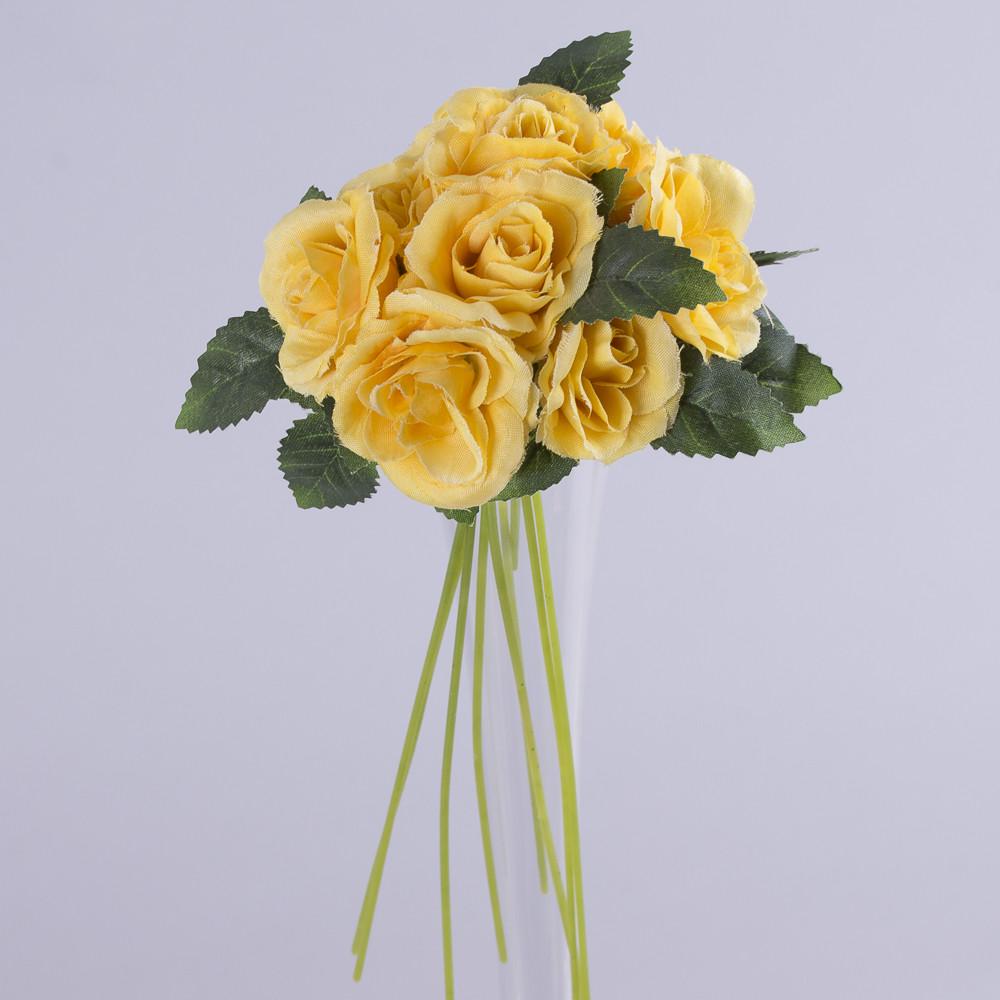 Искусственные цветы Букет мини роз 1 Желтый (3781-1)