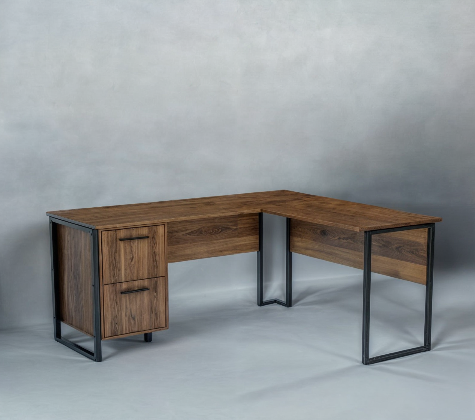 Стол угловой офисный Tobi Sho LOFT Volcano СУЛВ/5-1 с 2 ящиками столешница 18 мм 1400х1200х750 Фаервуд