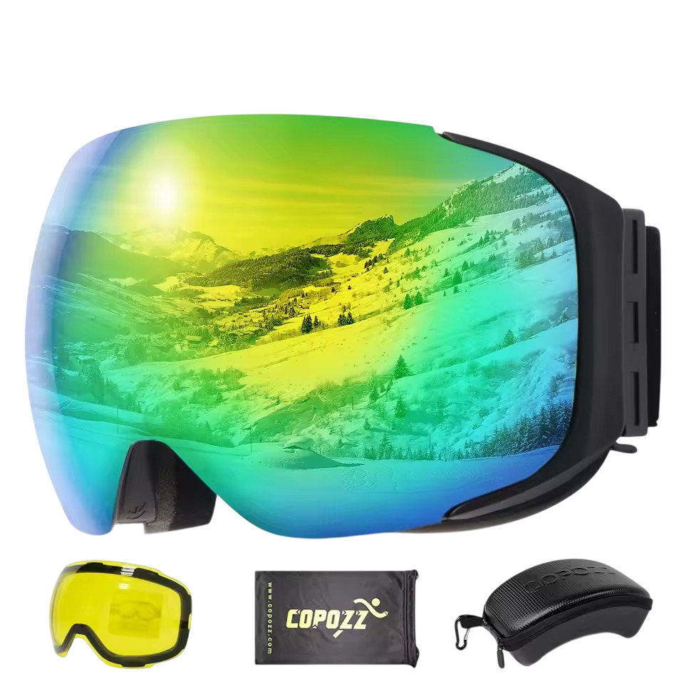 Маска для лыж и сноуборда Copozz GOG-2181 магнитная Anti-Fog Ski Unisex и сменная линза/чехол Gold (GOG-2181-FS-GLD)