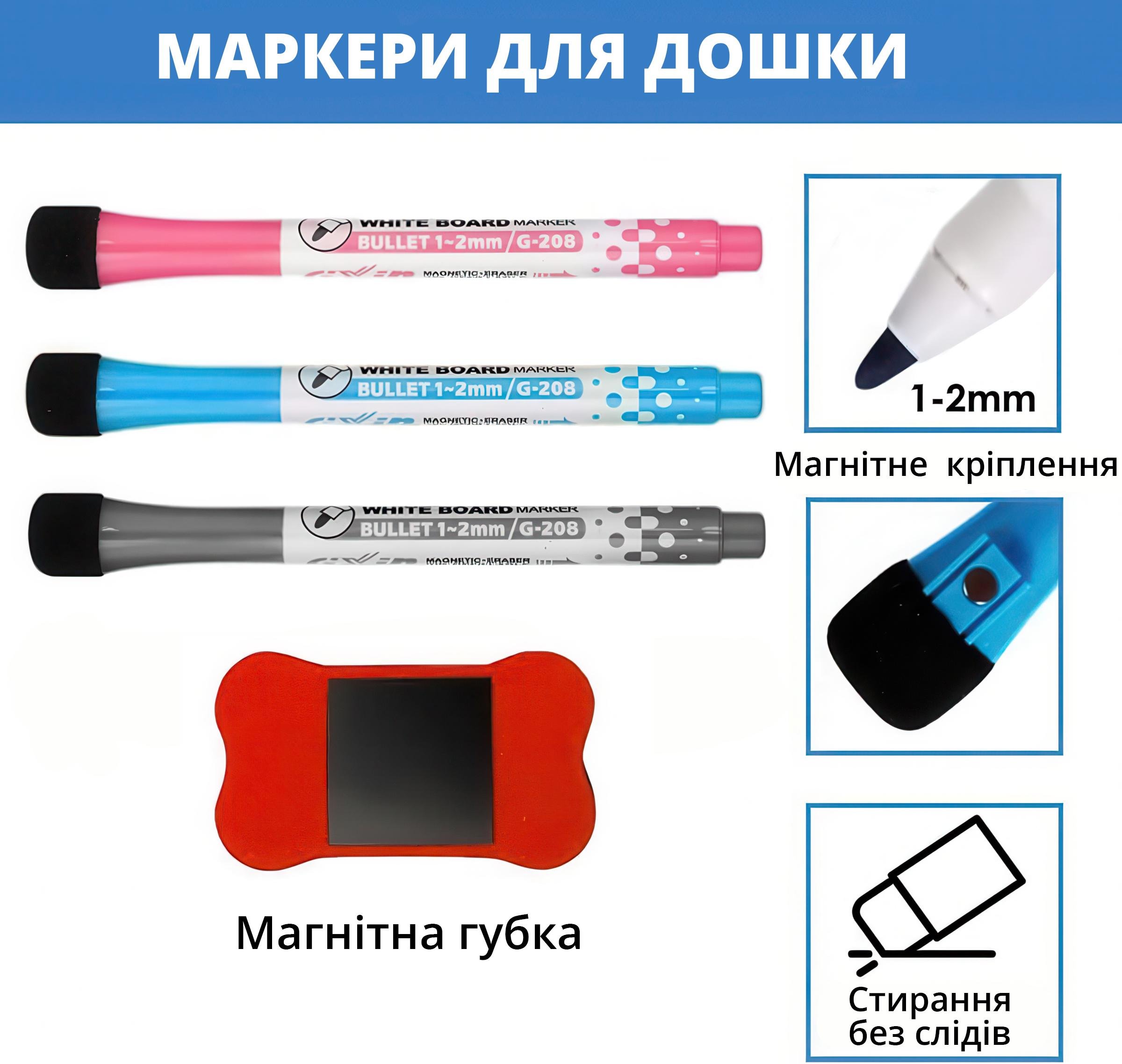 Планер-органайзер магнитный с маркерами и ластиком для ежемесячного планирования - фото 4