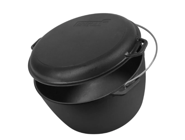 Котел чугунный туристический Brizoll с чугунной крышкой-сковородой 10 л (KT10-2) - фото 3