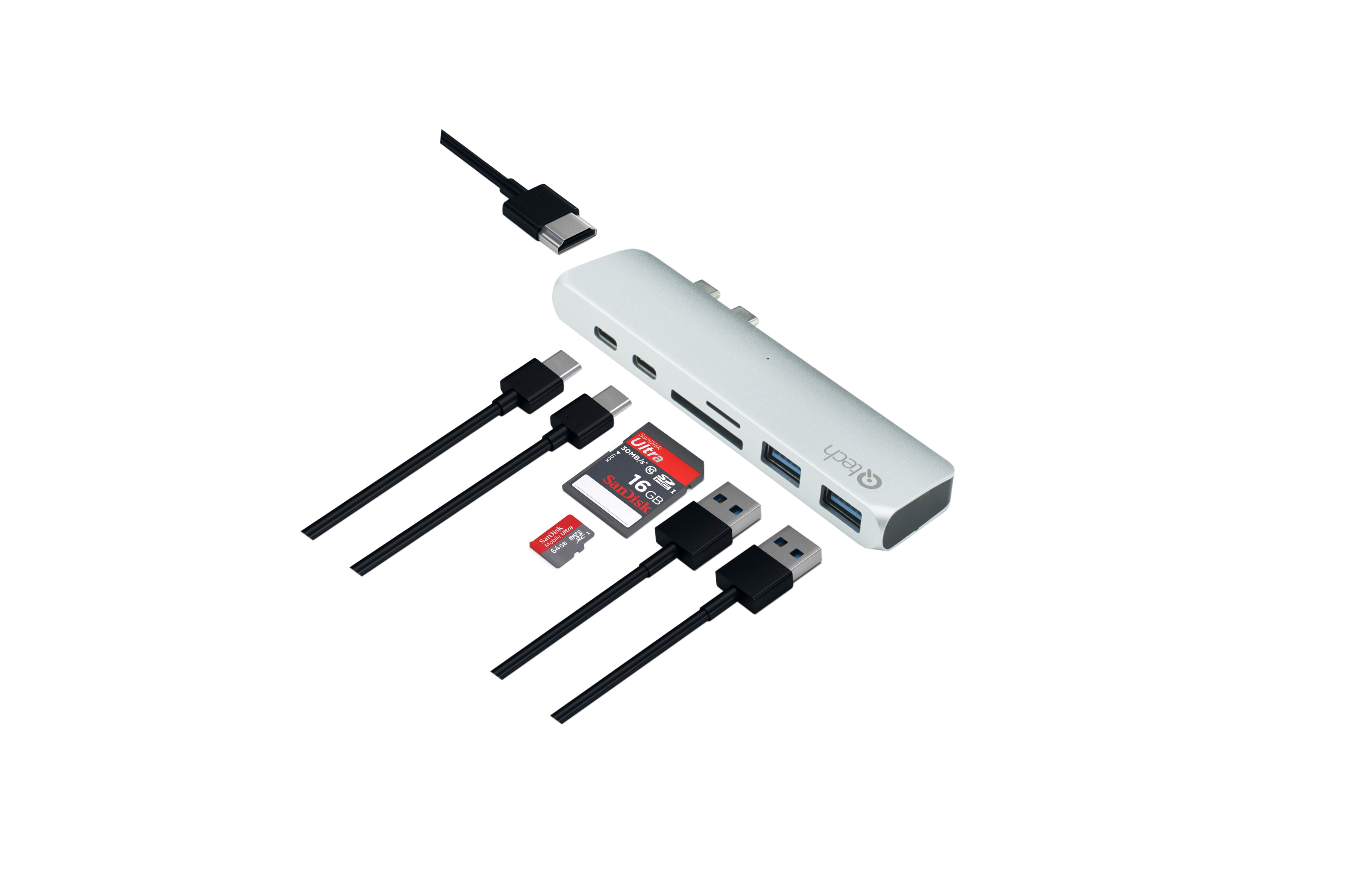 USB-хаб Qitech Aluminum Type-C Silver (QT-Hub1_sl) - фото 2 USB-хаб Qitech Aluminum Type-C Silver (QT-Hub1_sl) - фото 2