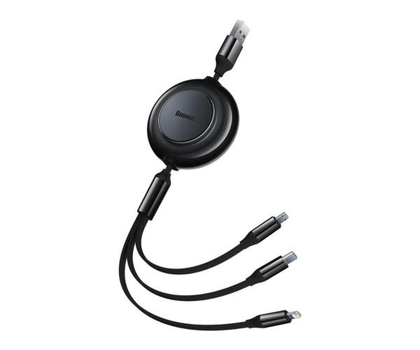 Кабель Data BASEUS Free2Draw USB-MicroUSB Lightning Type-C 3,5A 1,1 м Cluster Black (06P10368700111-02) - фото 3