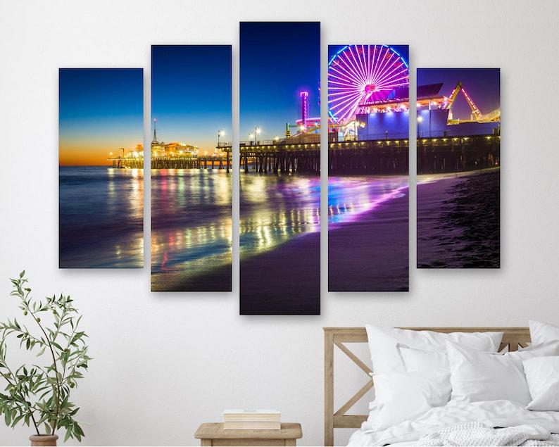 Модульная картина на холсте KIL Art города Санта-Моника, Калифорния из пяти частей 112x68 см (M51_M_282)