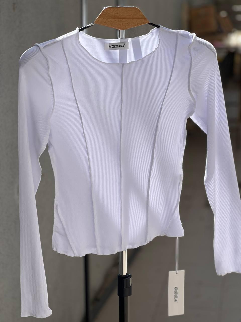 Реглан жіночий ACCORDDREAM 20530 лонгслів вивернуті шви рубчик OS Білий (1336) - фото 5 Реглан жіночий ACCORDDREAM 20530 лонгслів вивернуті шви рубчик OS Білий (1336) - фото 5