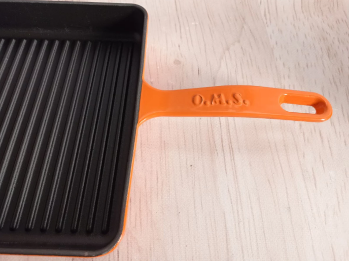 Сковорода гриль чугунная OMS для индукции с антипригарным покрытием 25x25 см Оранжевый (3265-25orange) - фото 8