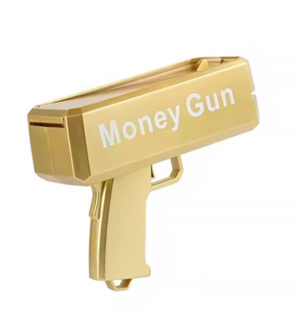 Пистолет для денег Money gun батарейки Золотой (56569)