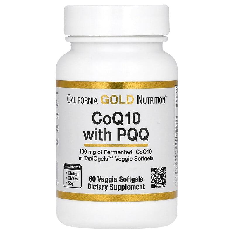 Коензим Q10 і PQQ California Gold Nutrition CoQ10 100 мг PQQ 10 мг для серця і судин 60 капс.