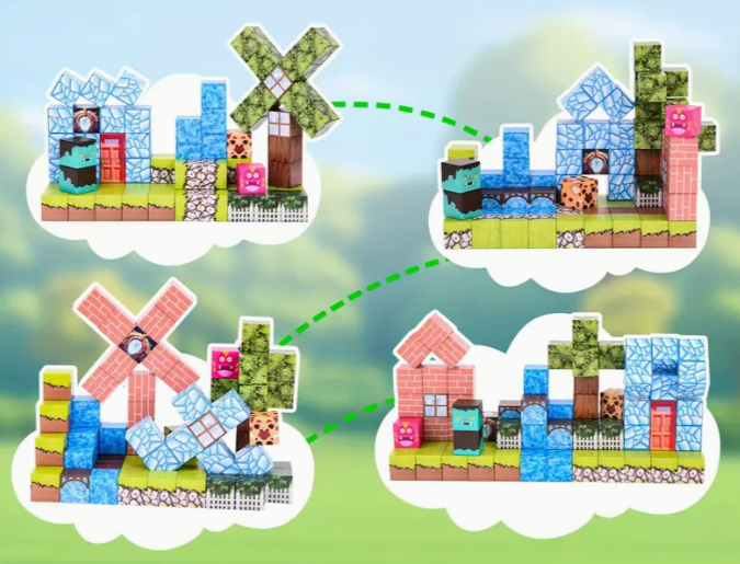 Конструктор магнітний Minecraft Вишневий колір млин 100 шт. (2698844350) - фото 2 Конструктор магнітний Minecraft Вишневий колір млин 100 шт. (2698844350) - фото 2