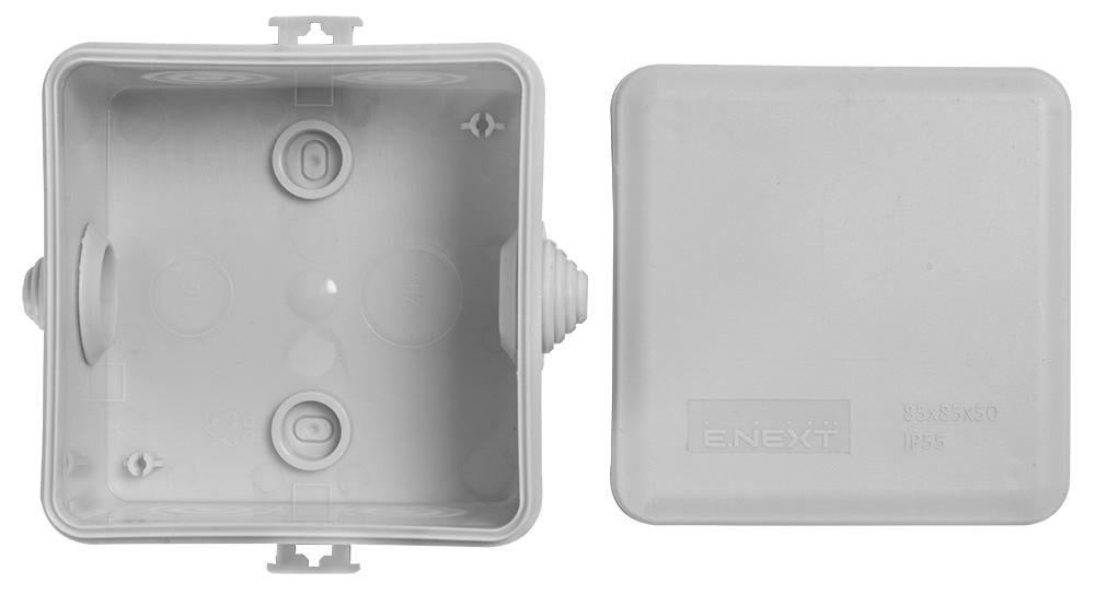 Розподільна коробка E.NEXT e.db.stand.85.85.50u 85x85x50 мм зовнішня 2 герметичних введення IP55 (s027040) - фото 4