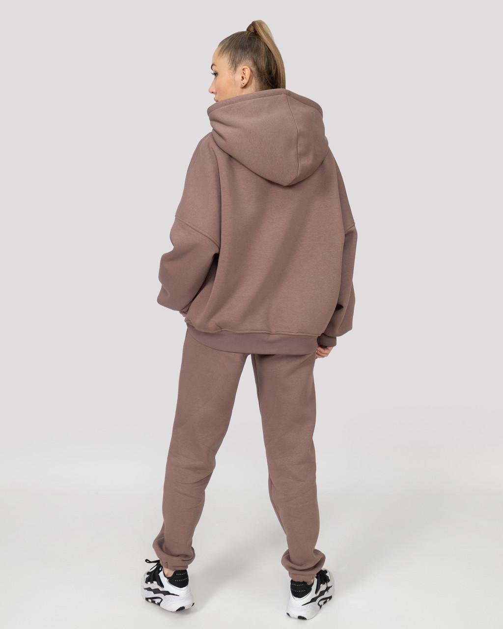 Костюм жіночий на флісі світшот з капюшоном і штани Мокко (2028589421) - фото 9