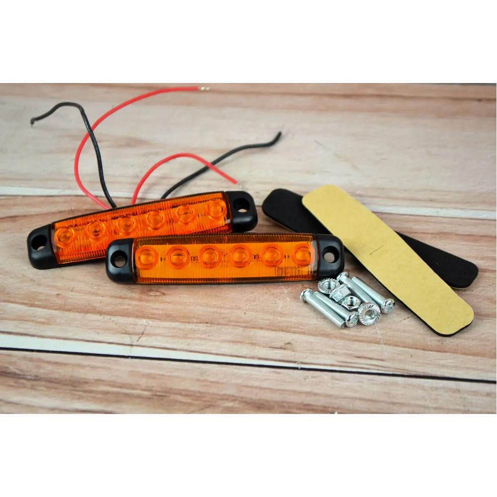 Ліхтарі габаритні LED NTK 12V 6-ти діодні 2 шт. Жовтий 3089-Leader) - фото 2
