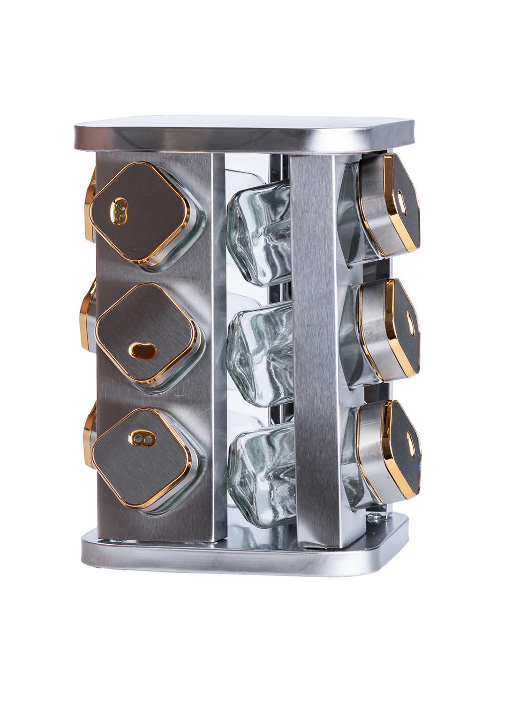 Набор емкостей для специй Spice Carousel на металлической подставке 12 баночек по 100 мл Серый (5285L)