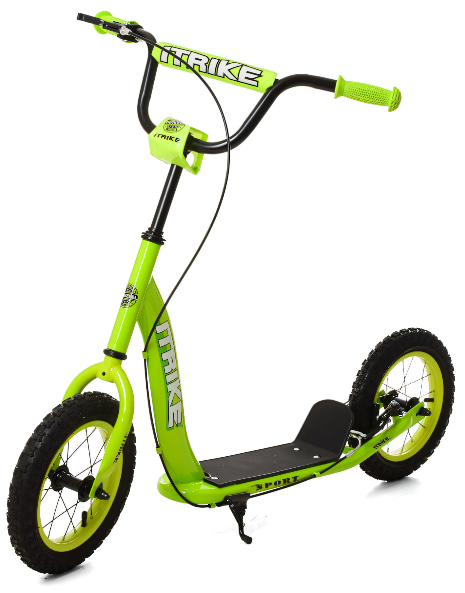 Самокат iTrike подростковый металлический с резиновыми колесами 305 мм. Зеленый DS-171-S-358 (DS-171-S-358)
