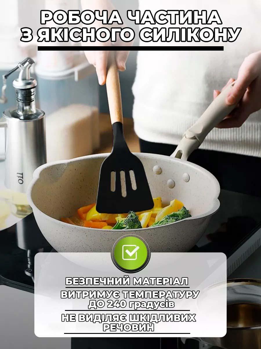 Набор кухонный принадлежностей Kitchen Ware силиконовый 12в1 с подставкой Черный (id_117616) - фото 8