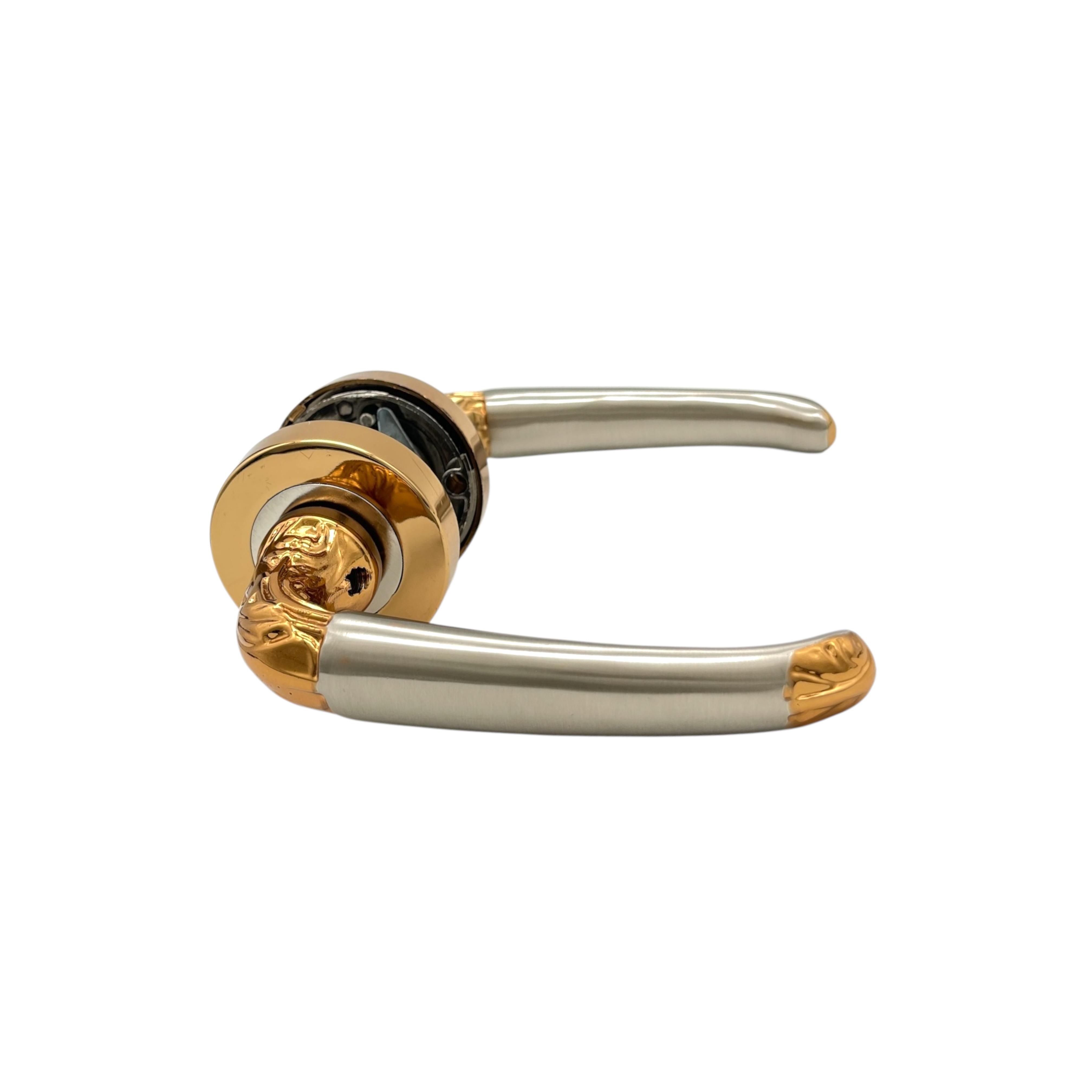 Ручка дверная на розетках Ozcanlar YAKUT ALB/SATEN Rozet