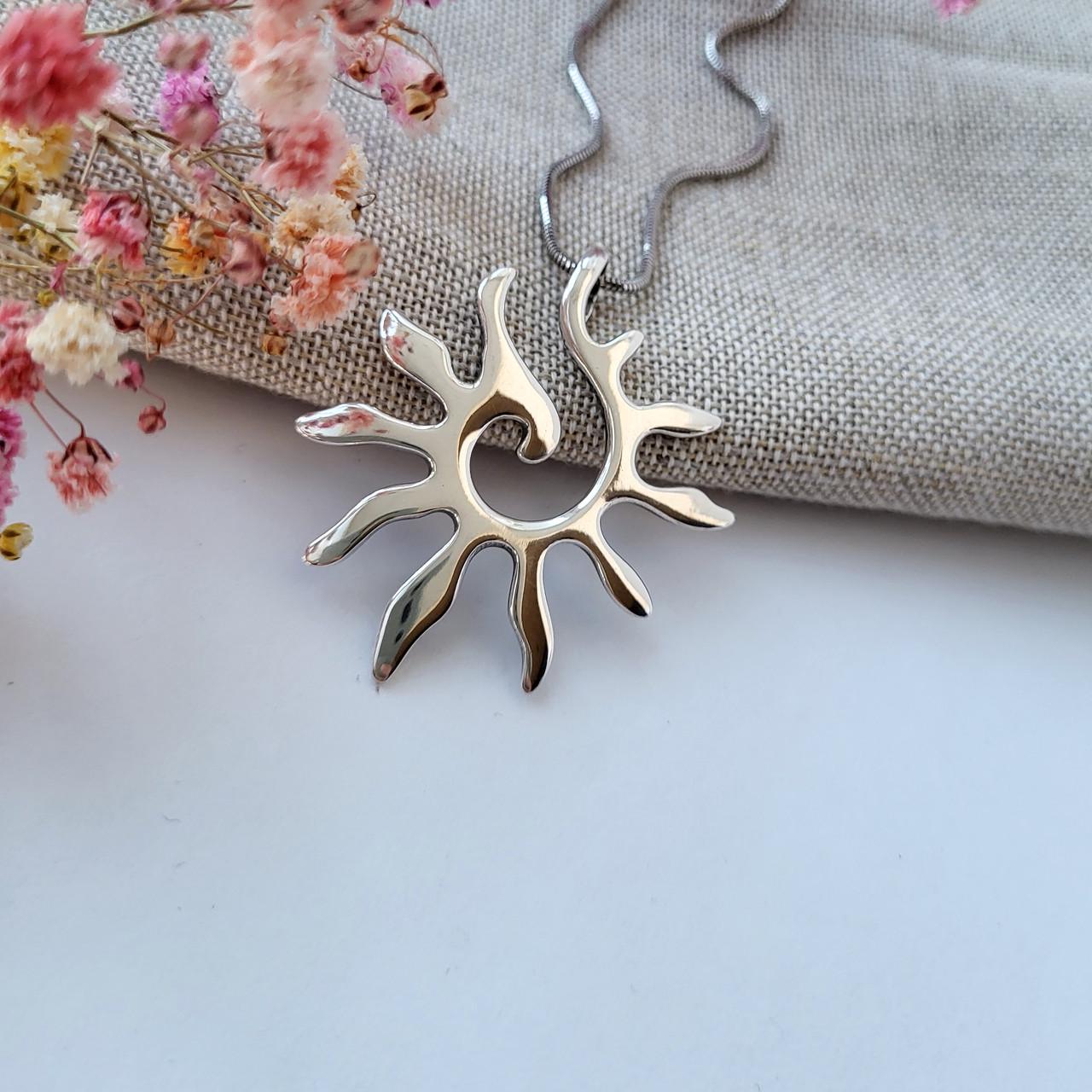 Підвіска без каменів ярило сонце срібло 925 проби родоване 6,34 г (3041пр)