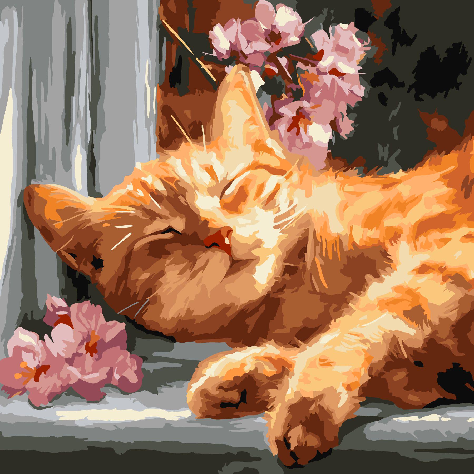 Набір для розпису по номерах Ideyka Рудий кіт на підвіконні КНО6791 40x40 см (MTT-202025)