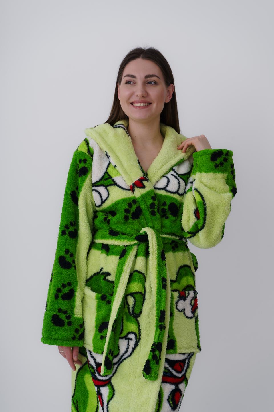 Халат жіночий UT Store Песик HT03 XL Зелений (24524503) - фото 3