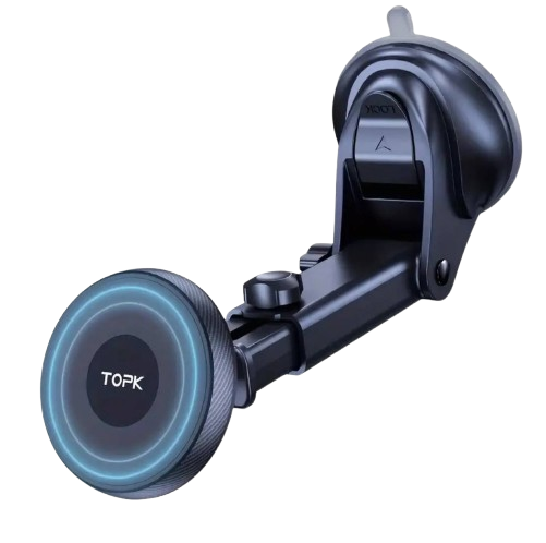 Тримач для телефона автомобільний Topk магнітний на присосці Black (715166923498) Тримач для телефона автомобільний Topk магнітний на присосці Black (715166923498)