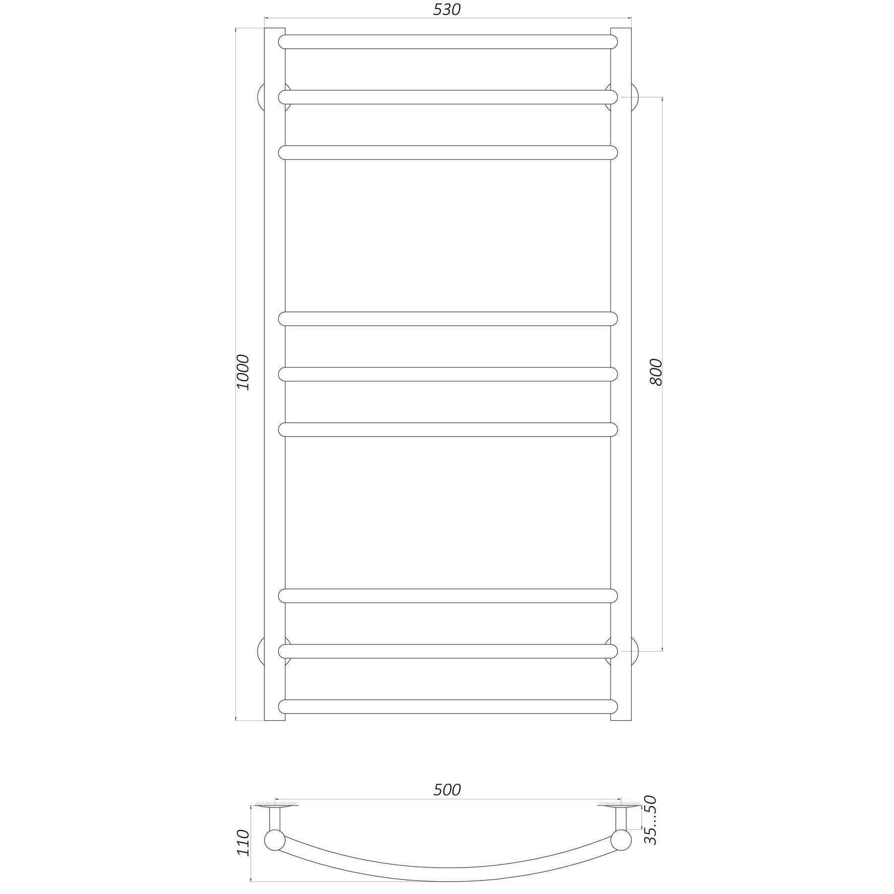 Полотенцесушитель UNIO LDE W 1000-500-9 BLK Лестница Дуга Элит Черный (21552) - фото 5
