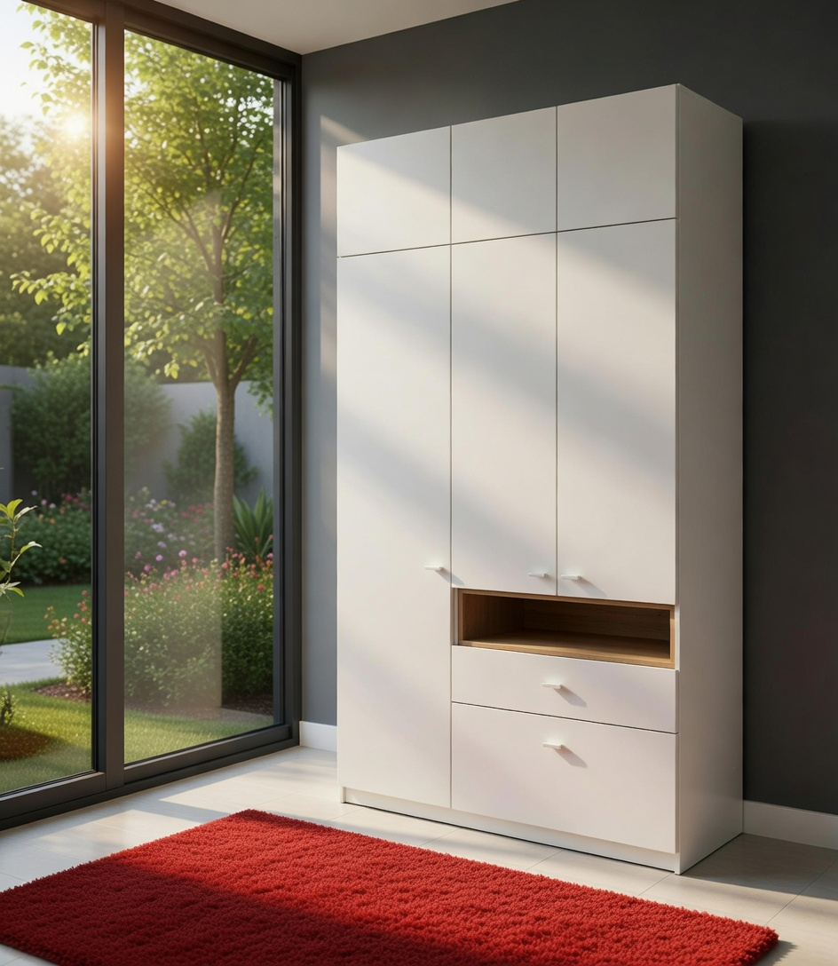 Шафа в передпокій Майстер Форм Тетріс лівостороння 1320х376х2400 мм Німфея альба/Дуб крафт золотий (31948)