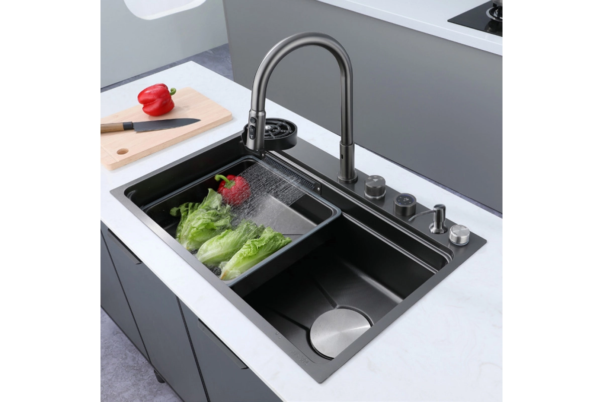 Мойка для кухни Zerix ZH7548-SET-03 со встроенным смесителем из нержавеющей стали Nano-Black (ZM5577) Мойка для кухни Zerix ZH7548-SET-03 со встроенным смесителем из нержавеющей стали Nano-Black (ZM5577)