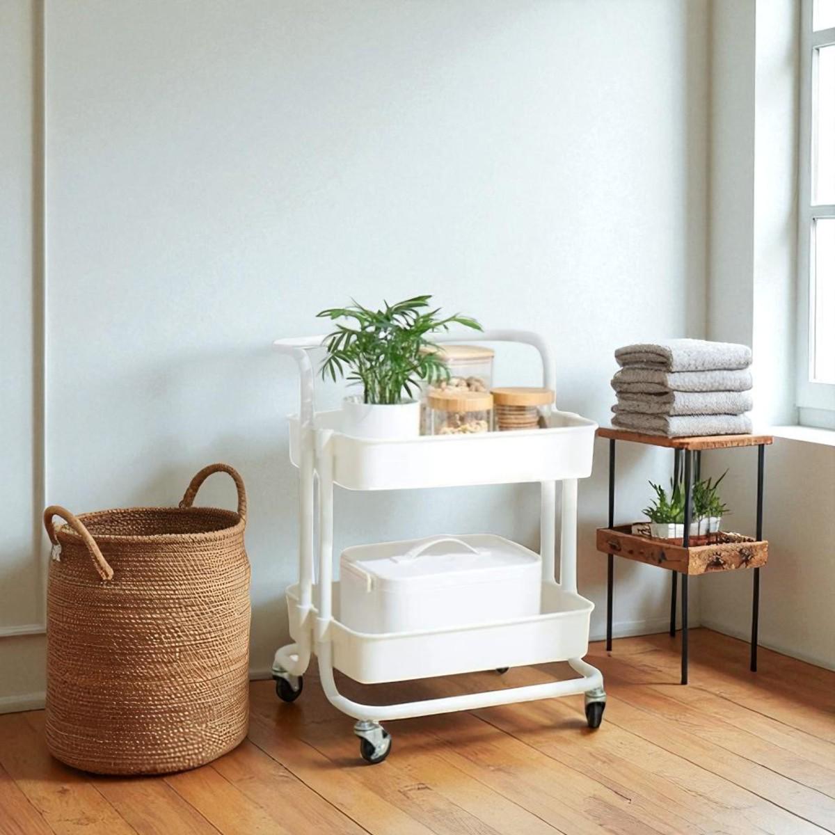 Этажерка на колесах Modern Home Comfort 2 яруса 41х39х59 см Белый (WW01356-W)