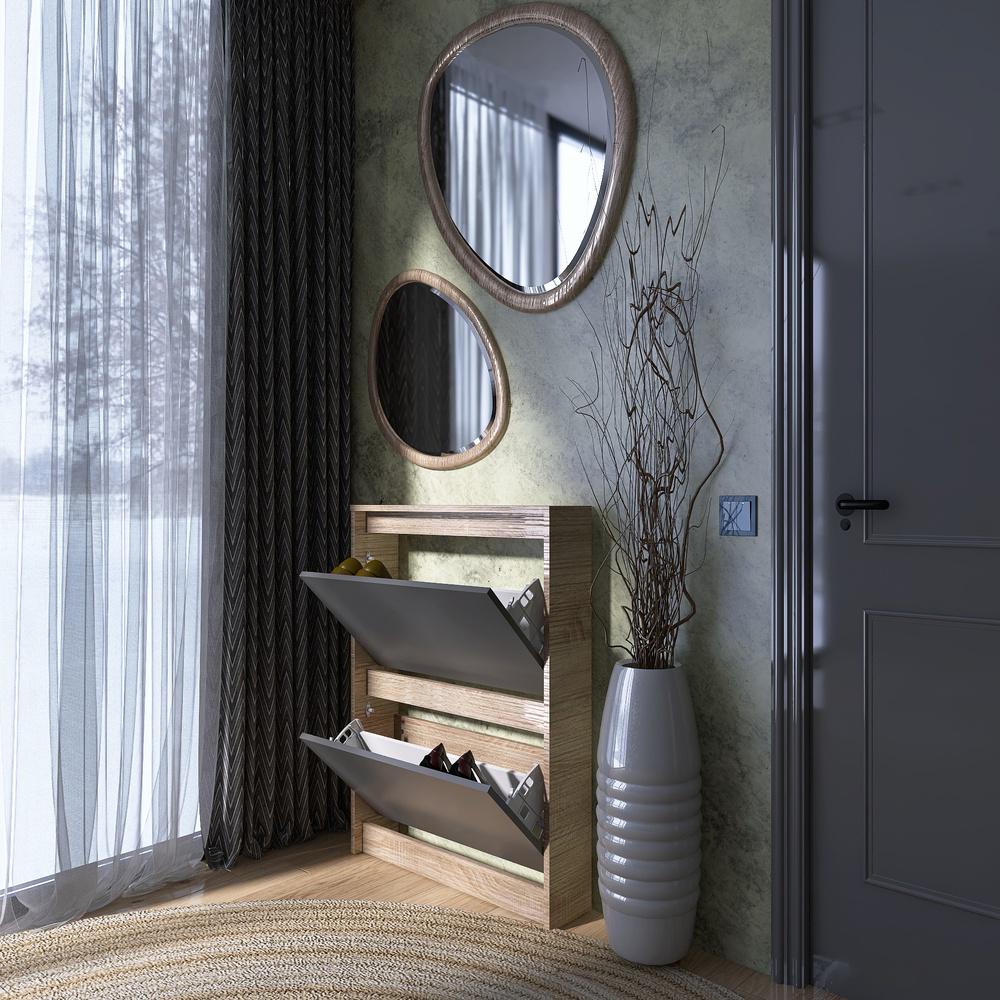 Тумба для обуви в прихожую Эверест Сити-160-2 70,2х16х95,8 см Дуб сонома/Графитовый (EVR-071088) - фото 6 Тумба для обуви в прихожую Эверест Сити-160-2 70,2х16х95,8 см Дуб сонома/Графитовый (EVR-071088) - фото 6