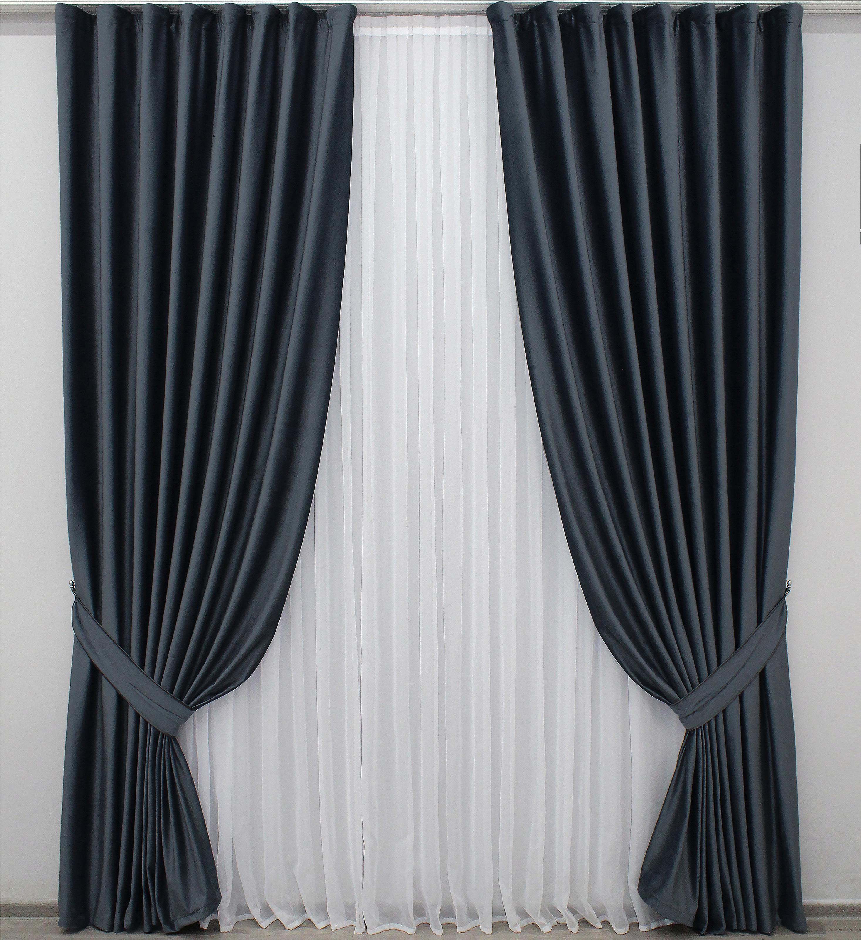 Комплект штор VR-Textil № 1215 ш бархат 150х270 см 2 шт. Графитовый (33-0047)