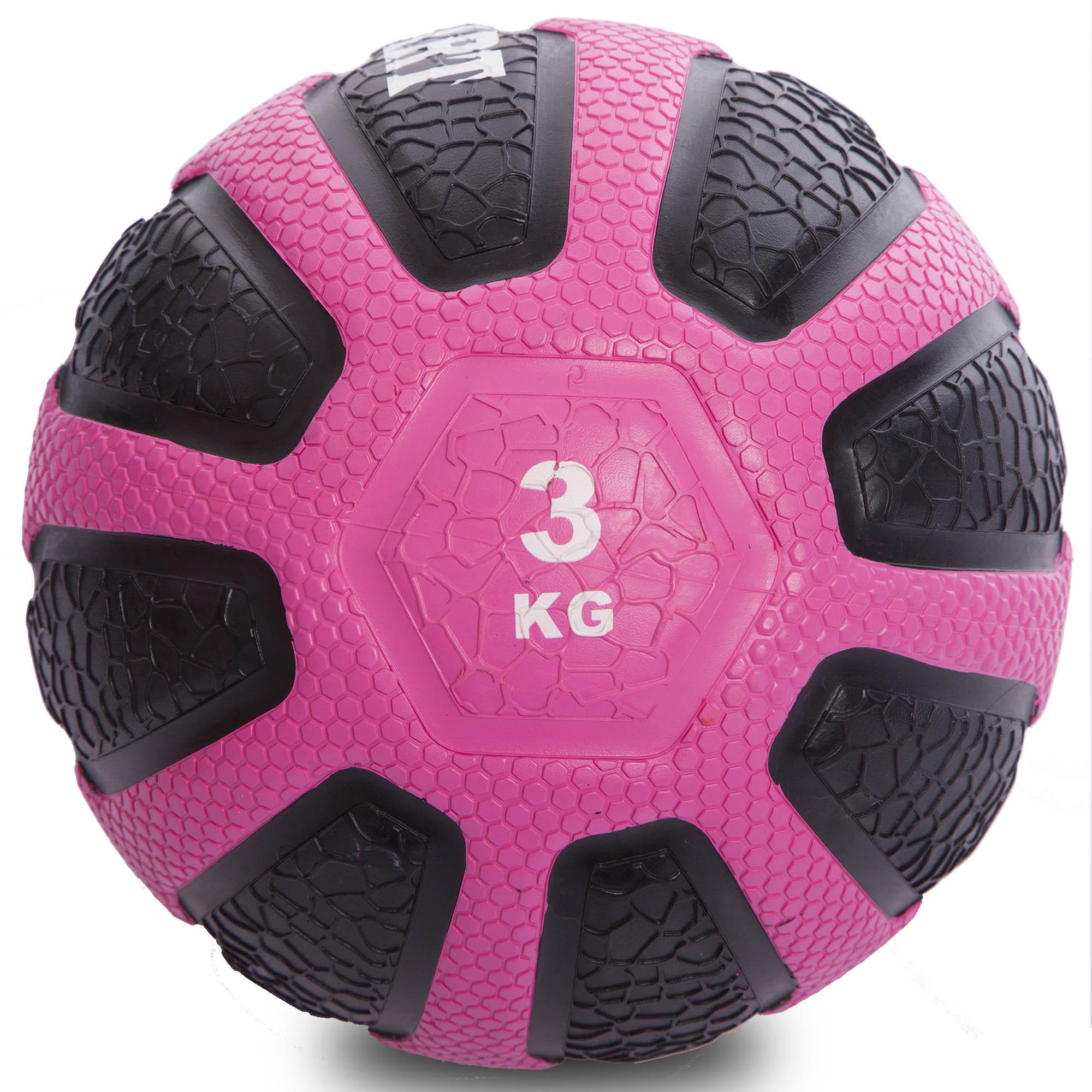 М'яч медичний медбол Zelart Medicine Ball FI-0898-3 3кг Чорний / Рожевий (DR003452)