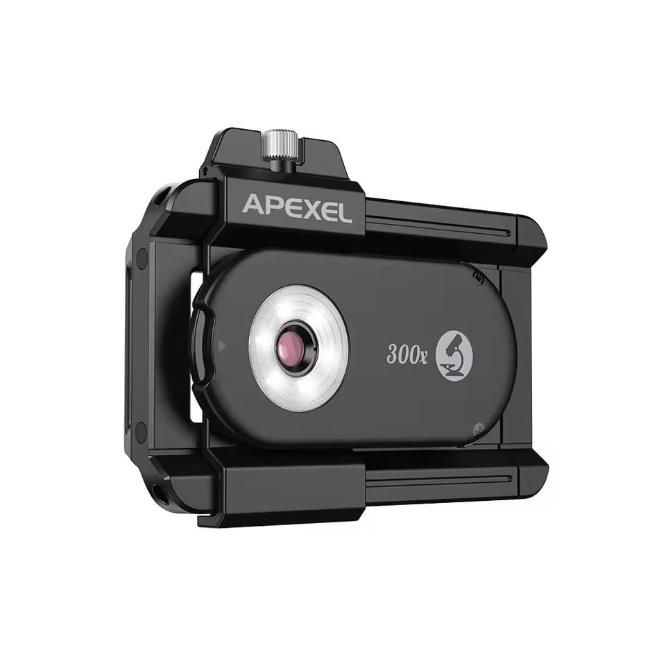Микроскоп для смартфона APEXEL APL-MS300 с увеличением 300X и LED подсветкой клипса линза на камеру (SKU-148)