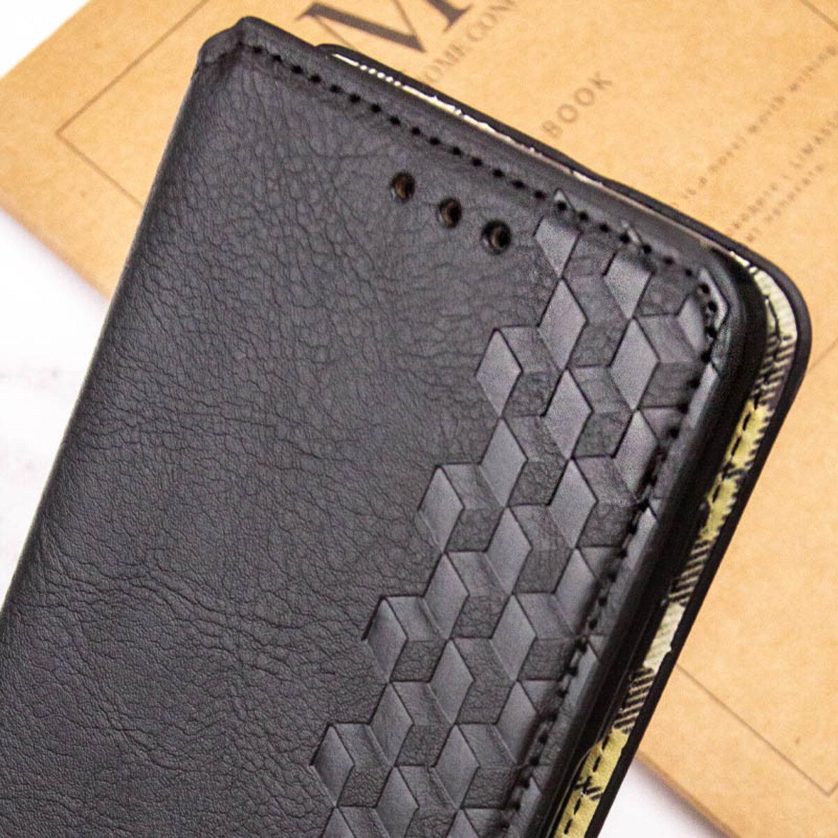 Противоударный Чехол-книжка Rubic Leather для смартфона Xiaomi Redmi 13C 4G/POCO С65 Black - фото 6 Противоударный Чехол-книжка Rubic Leather для смартфона Xiaomi Redmi 13C 4G/POCO С65 Black - фото 6