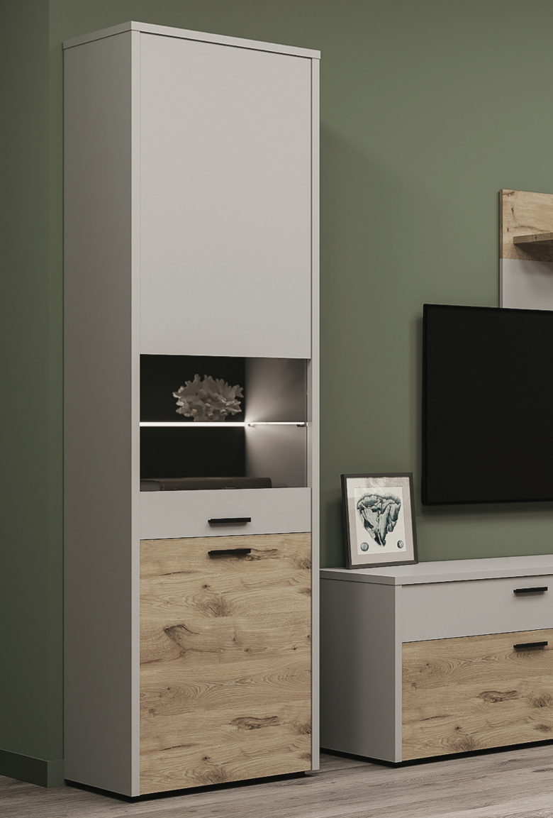 Пенал в гостиную SOKME Стоун 2Д 548х372х1975 мм Шиншилла серая/Дуб викинг (28789550) - фото 1 Пенал в гостиную SOKME Стоун 2Д 548х372х1975 мм Шиншилла серая/Дуб викинг (28789550) - фото 1