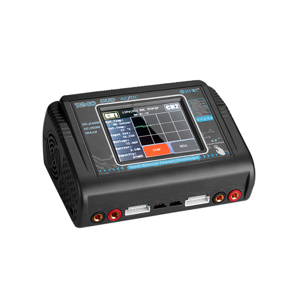 Зарядное устройство VOLTRONIC HTRC T240 Duo для аккумуляторов LiPo/Li-ion с сенсорным экраном 3,2" (35875)