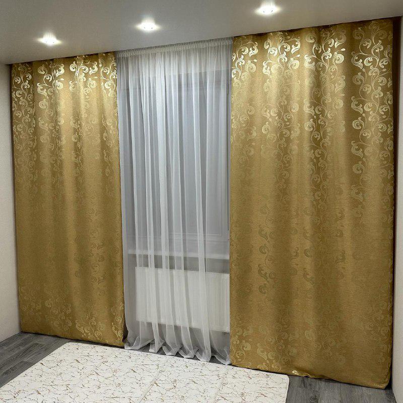 Шторы Toscana жаккардовые 1,5х2,7 м 2 шт. Золотой - фото 2 Шторы Toscana жаккардовые 1,5х2,7 м 2 шт. Золотой - фото 2