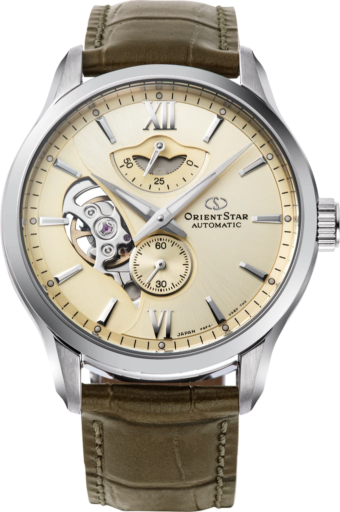Наручний годинник чоловічий Orient Star Layered Skeleton RE-AV0B10G00B з сталевим корпусом/сапфіровим склом WR 100 м Бежевий (3124939561)