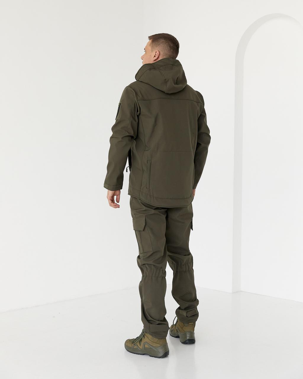 Куртка чоловіча Softshell на флісі з капюшоном р. 46 Олива - фото 4