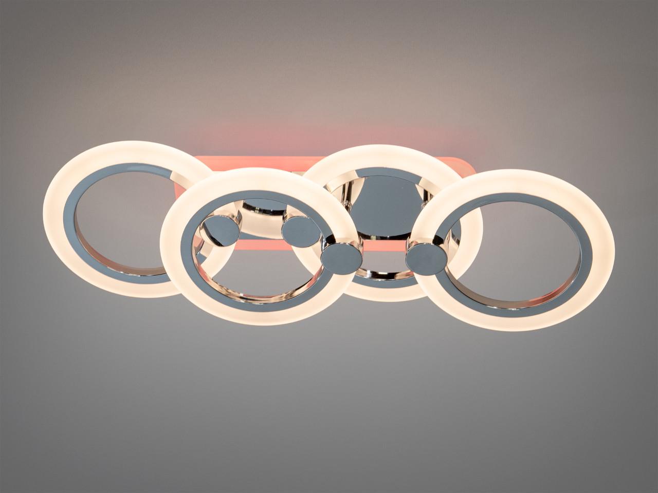 Люстра светодиодная Diasha HA8022-2 кольца с пультом и диммером Хром (HA8022/2+2HR LED 3color dimmer)